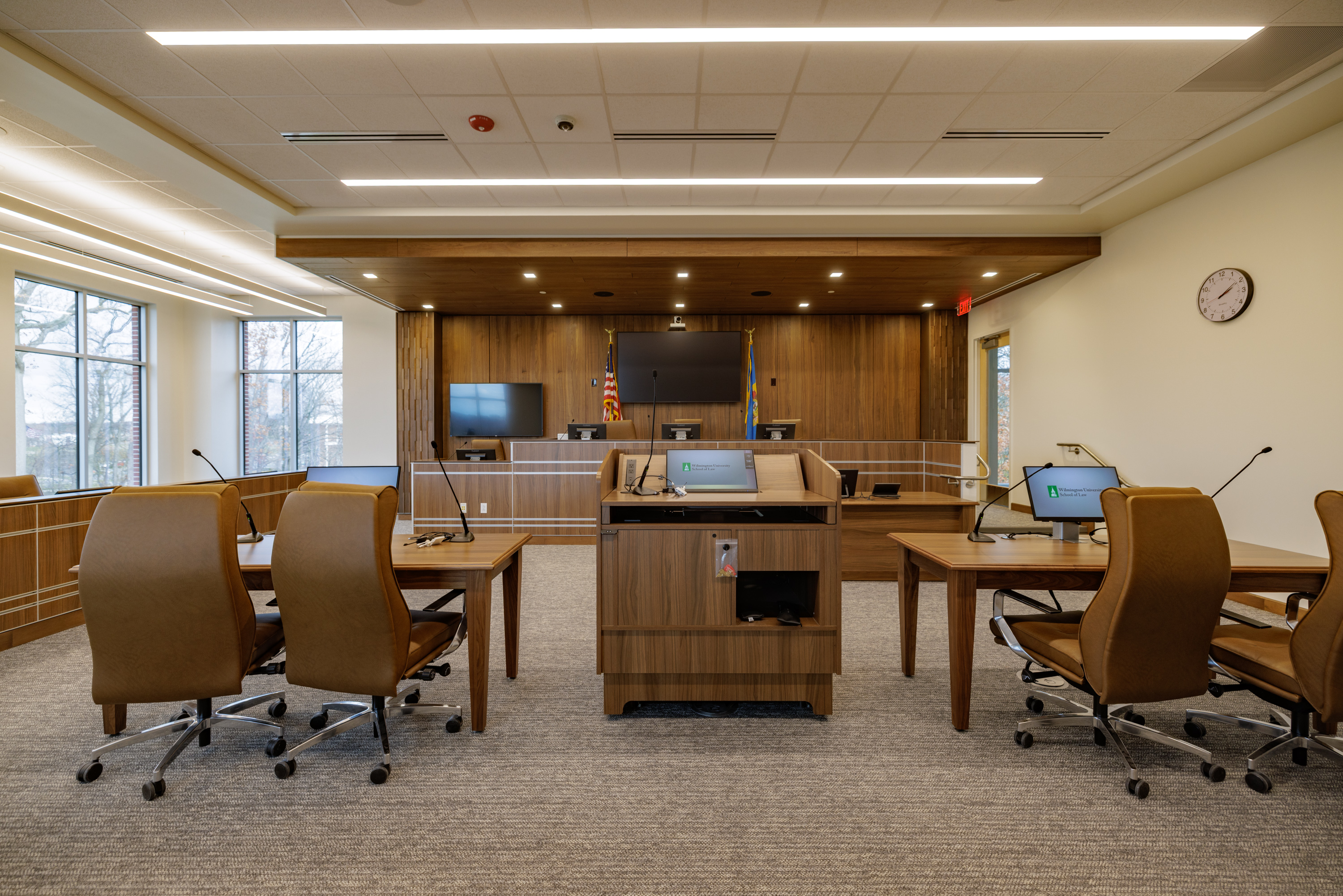 Image showing a mock trial room at Wilmington University School of Law